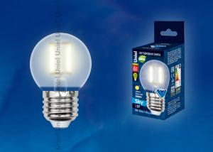 Лампа светодиодная (UL-00000302) Е27 6W 3000K шар матовый LED-G45-6W/WW/E27/FR PLS02WH