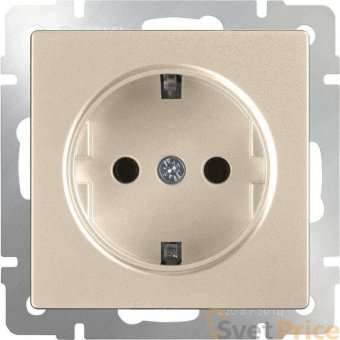 Розетка с заземлением и шторками шампань WL11-SKGS-01-IP44 4690389124563
