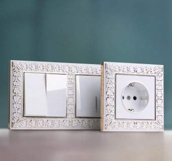 Рамка Antik на 2 поста белое золото WL07-Frame-01 4690389099182