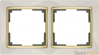Рамка Snabb на 2 поста слоновая кость/золото WL03-Frame-02-ivory/GD 4690389083891