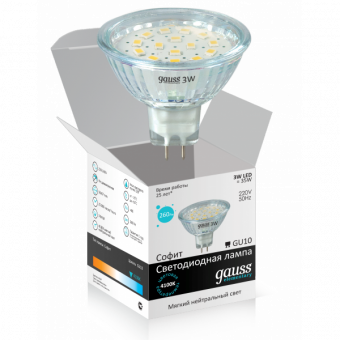 Лампа светодиодная GU5.3 3W 4100K софит прозрачный EB12523