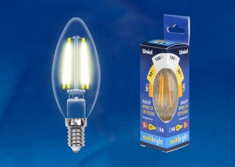 Лампа светодиодная филаментная E14 5W 3000K прозрачная LED-C35-5W/WW/E14/CL/MB GLM10TR