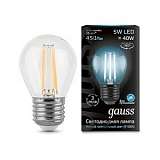 Лампа светодиодная филаментная Globe E27 5W 4100K шар прозрачный 1/10/50 105802205