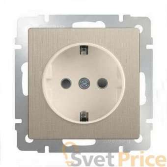 Розетка с заземлением шампань рифленая WL10-SKG-01-IP20 4690389085246