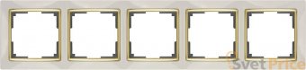 Рамка Snabb на 5 постов слоновая кость/золото WL03-Frame-05-ivory/GD 4690389083945