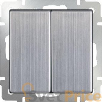 Выключатель двухклавишный проходной глянцевый никель WL02-SW-2G-2W 4690389045769