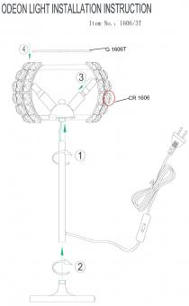 Настольная лампа Odeon Light Crista 1606/3T