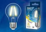 Лампа светодиодная филаментная (UL-00002872) Uniel E27 7W 3000K LED-A60-7W/WW/E27/CL/DIM GLA01TR