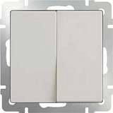 Выключатель двухклавишный проходной слоновая кость WL03-SW-2G-2W-ivory 4690389046179