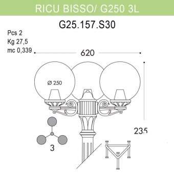 Уличный фонарь Fumagalli Ricu Bisso/G250 3L G25.157.S30.BYE27