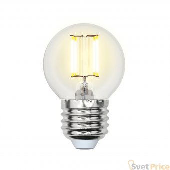 Лампа светодиодная филаментная E27 5W 3000K прозрачная LED-G45-5W/WW/E27/CL/MB GLM10TR