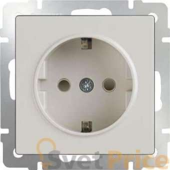 Розетка с заземлением и шторками слоновая кость WL03-SKGS-01-IP44-ivory 4690389047176