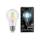 Лампа светодиодная филаментная A60 E27 6W 4100К шар прозрачный 1/10/50 102802206