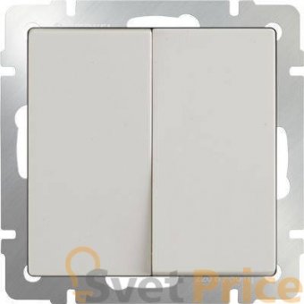 Выключатель двухклавишный проходной слоновая кость WL03-SW-2G-2W-ivory 4690389046179