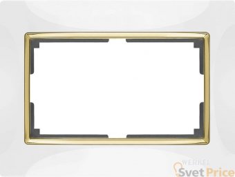 Рамка Snabb для двойной розетки белый/золото WL03-Frame-01-DBL-white/GD 4690389083846
