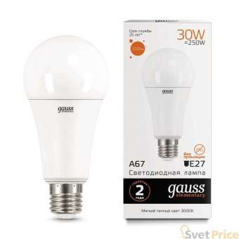 Лампа светодиодная Gauss E27 30W 3000K матовая 73219
