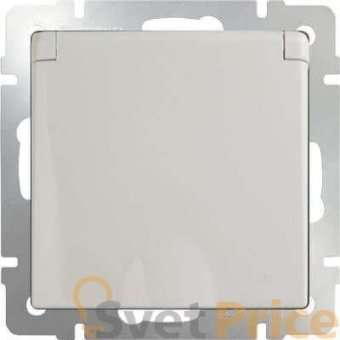 Розетка с заземлением с защитной крышкой и шторками WL03-SKGSC-01-IP44-ivory 4690389046247