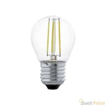 Лампа светодиодная филаментная Eglo E27 4W 2700К прозрачная 11498