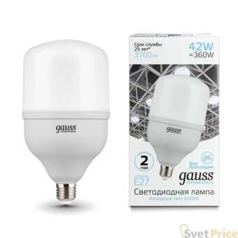 Лампа светодиодная Gauss E27 42W 6500K матовая 63234