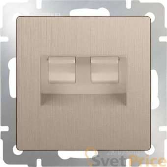 Розетка телефонная RJ-11 и Ethernet RJ-45 шампань рифленая WL10-RJ11-45 4690389085222