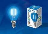 Лампа светодиодная филаментная (UL-00002989) Uniel E14 5W синий LED-G45-5W/BLUE/E14 GLA02BL