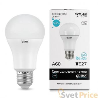 Лампа cветодиодная E27 15W 4100K шар матовый 23225