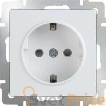 Розетка с заземлением и шторками белая WL01-SKGS-01-IP44 4690389047145