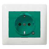 Розетка 2К+З Legrand Galea Life 16A 250V с/з со шторками подсветкой зеленая 771044