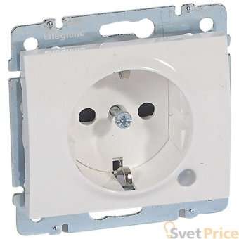 Розетка 2К+З Legrand Galea Life 16A 250V с/з со шторками подсветкой белая 771048