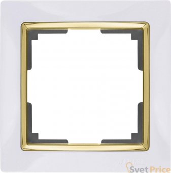 Рамка Snabb на 1 пост белый/золото WL03-Frame-01-white/GD 4690389083877