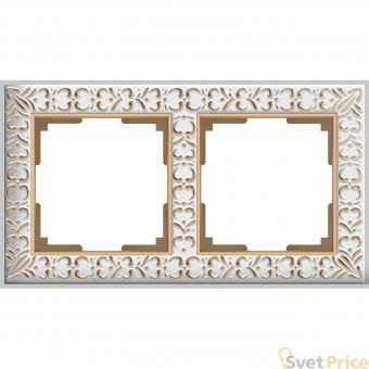 Рамка Antik на 2 поста белое золото WL07-Frame-01 4690389099182