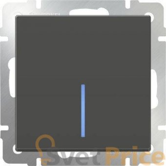 Выключатель одноклавишный с подсветкой серо-коричневый WL07-SW-1G-LED 4690389054013