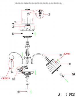 Потолочная люстра Odeon Light Atesa 2925/5C