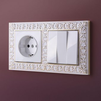 Рамка Antik на 2 поста белое золото WL07-Frame-01 4690389099182