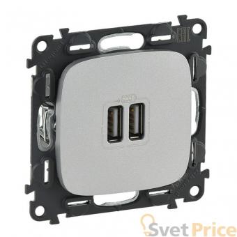 Розетка USB двойная Legrand Valena Allure 240V/5V 1500mA алюминий 754997